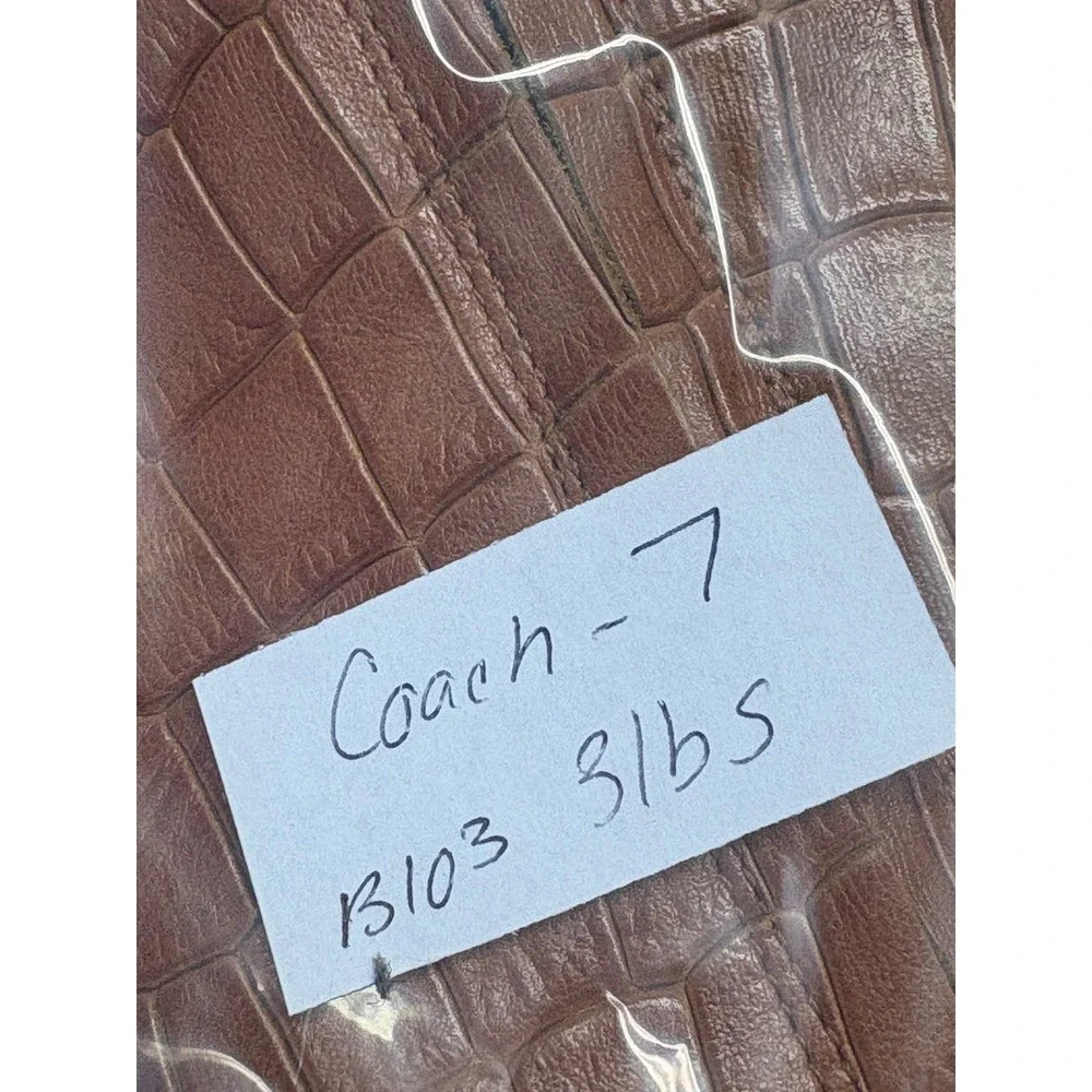 Coach Ankle Boots High Heel Brielle Crocodile Embossed Leather Women 7 Camel